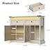Farmhouse Sideboard Buffet Cabinet with Storage, Credenza Storage Cabinet with Doors and Drawers, Lights and Charging Station, Coffee Bar Station, TV Consoles for Living Room, Dining Room, Kitchen
