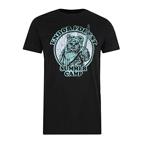 Star Wars Endor Summer Camp Camiseta, Negro (Black Blk), S para Hombre