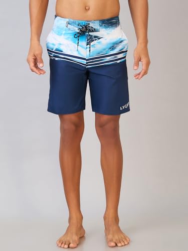 Image of LYCOT Men's Printed Comfortable Surfing Beach Shorts with 3 Pockets