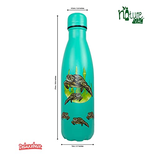 NatureVac, Sea Turtle 500ml Insulated Water Bottle from Deluxebase. Blue Stainless Steel Thermal Flask for Gym Office, Travel - Image 2
