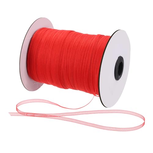 DMiotech 500 Yards Organza Ribbon 1/8 Inch Red Chiffon Ribbon Shimmer Sheer Gift Wrapping Ribbons for Flower Bouquets Wedding Birthday DIY Decoration