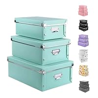 HD BRICO Set di 3 Scatole 40 x 30 x 25 cm Portaoggetti Pieghevoli con Coperchioi, e porta etichetta, Organizzatori per Vestiti e Giocattoli ( grigio scuro 3pz )074012