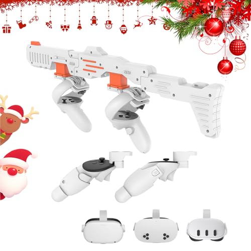 Relohas VR Handle Accessories for Meta Quest 2,3,3S, Gun Stock for Oculus Quest, Weighted Controller Grips, Enhance Realistic FPS Gaming Experience (Orange)