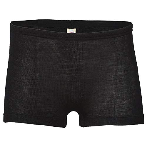 Womens Thermal Underwear: Moisture Wicking Merino Wool Silk Boy Shorts (EU 42-44 | Medium, Black)