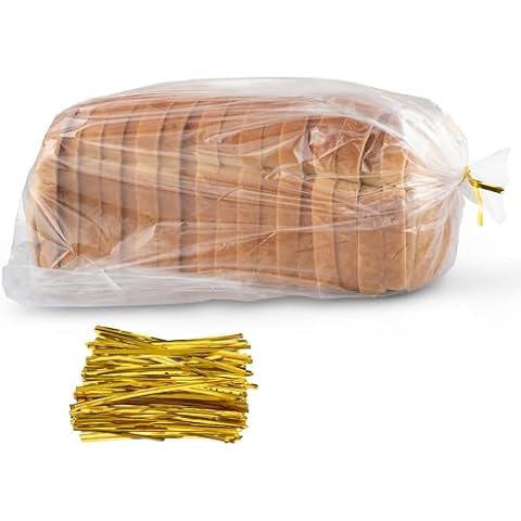 Bread Bags with Ties, Reusable,100 Clear Bags and 100 Ties, Bread Bags For Homemade Bread And Bakery Loaf Adjustable Reusable(100) Cover