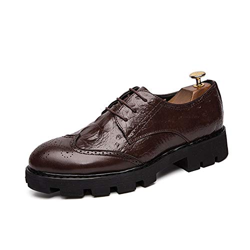 Men's Carving Brogue Oxfords for Men Lace-up Formal Work Business Shoes Synthesis Leather Outsole Crocodile Emboss