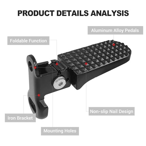 Tailcle Ebike Foot Pegs, 1 Pair 8.5mm Rear Bike Pedals Non-Slip Bike Foot Pegs Aluminium Rear Bicycle Footrest Pedals Bicycle Pegs for E-Bike Mountain Bike Motorcycle Scooter - Thumbnail 3