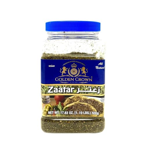 Golden Crown Za'atar Herb Blend - 17.63 oz (1.10Lb) | Natural Halal + Vegan Freshly Grown | Jordan Traditional Seasoning Flavorful Spices, No Additives