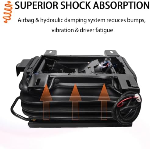 Universal Electric Air Suspension Seat Base with Built in Compressor, 12V/24V Heavy Duty Air Ride Suspension Platform with Adjustable Slide Rails for RV Van Truck Tractor Forklift Driver Seat (12V) - 2