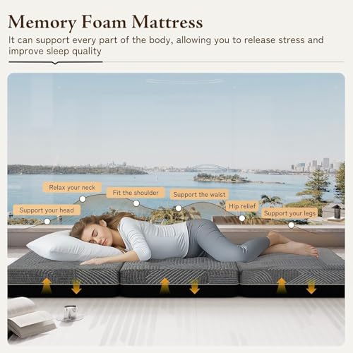 Image of GEMBED Tri Folding Mattress Queen Size - 6 Inch Foldable Floor Sofa Bed