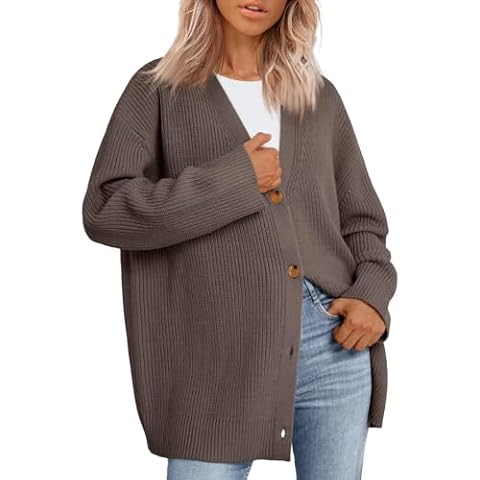EFAN Womens Cardigan Sweaters 2025 Trendy Oversized Sweater Long Cardigans V Neck Lightweight Knit Clothes Outfits Cover