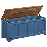 MAHANCRIS Storage Chest, 47.2' Storage Trunk with 2 Safety Hinges, Wooden Toy Chest, Entryway Shoe Bench, Large Toy Box for Kids Room, Bedroom, Living Room, Blue SCLZ4901