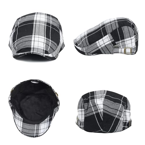 Image of 3Pcs Men's Newsboy Caps Cotton Cooling Hat Adjustable Flat Cap for Men