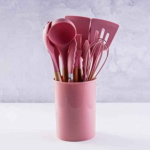 Küchenutensilien-Set Pfannenwender Silikon-Küchenwerkzeug-Set Kochutensilien-Set Pfannenwender Schaufel Suppenlöffel mit Holzgriff Spezielles hitzebeständiges Design