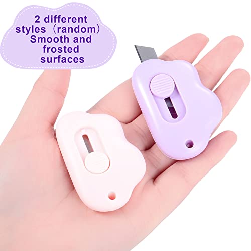 6 Pieces Mini Utility Knives Cloud Shaped Box Cutter Retractable Letter Opener Assorted Colors Cloud Envelope Slitter Carton Portable Paper Cutter With Key Chain Hole #TOP3