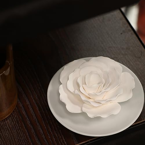 Image of Passive Diffuser for Essential Oil-Ceramic Diffuser Non Electric Oil Diffusers for Small Mini Room, Desk Decorative, Bathroom (White Hibiscus) | Non-electric Impatiens diffuser for desks, bathrooms and small rooms
