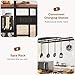 Kitchen Island with Stools, 47'' Island Table for Kitchen with Storage, Power Outlet, Bakers Rack, Microwave Oven, 5 Hooks Industrial Coffee Bar Table for Kitchen Dining Living Room(Vintage Brown)