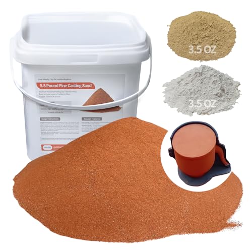 5.5 LB 400 Mesh Fine Casting Sand + 0.22 LB Viscosity-Enhancing Soil + 0.22 LB Release Sand | Molding Clay for Metal Jewelry Crafting | Metal Casting Kit for Detailed Replicas (Red Medium 5.5LB)