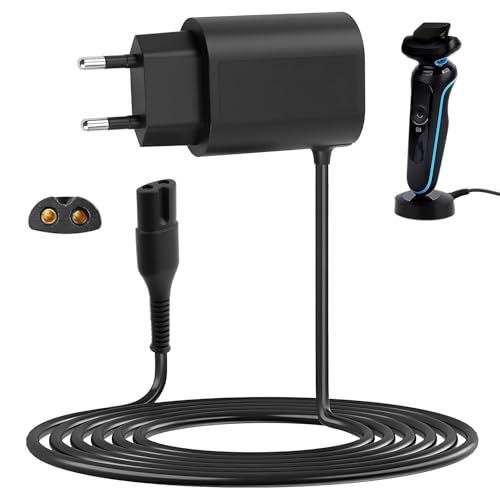 Cable de carga de 12 V 400 mA para afeitadora Braun Series 9, 8, 7, 6, 5, 3, 1 y depiladora Silk Epil 9, 5, 7, Trimmer Cargador Fuente de alimentación, compatible con afeitadora y depiladora Braun