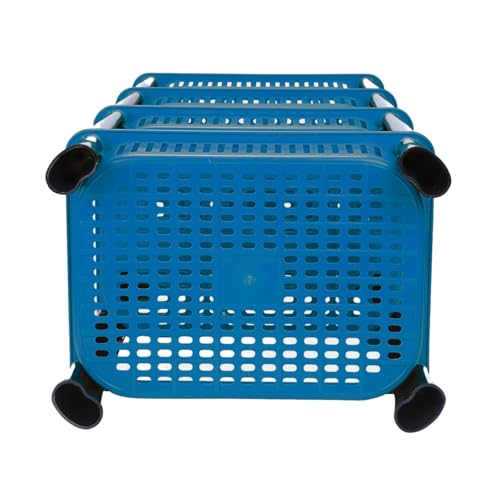 Image of Multipurpose Plastic Storage Rack for Kitchen | Foldable Vegetable & Fruit Organizer Stand for Onion, Potato, Sabji | Countertop Multi-Layer Basket Rack for Home, (Blue, 2 layer)