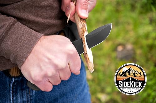 Off-Grid Knives SIDEKICK Compact Fixed Blade EDC Knife - Scout & Vertical Carry Kydex Sheath, Sandvik 14C28N Steel, Full Tang, G10 Grip - Perfect for Everyday Carry, Camping, Hiking, Fishing, Hunting & Boating (Blackout) - Image 5