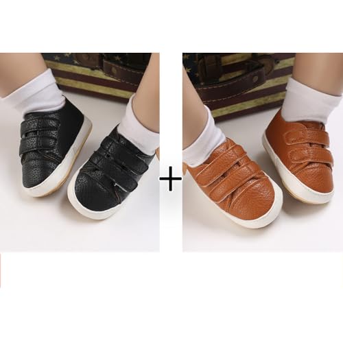 2Pairs Baby Shoes,Boys Girls Non-Slip Rubber Sole Sneakers,Unisex Infant Soft Lightweight First Walking Crib Shoes2