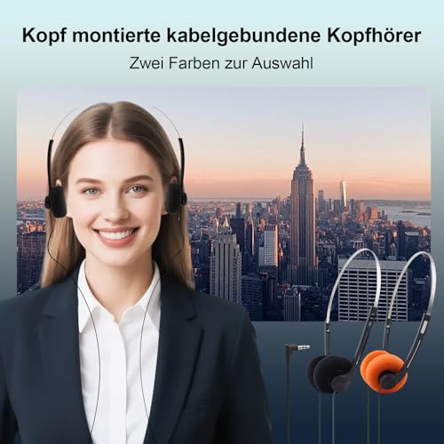 Gammaeon Retro-Kopfhörer Over-Ear im 80er Design – Leichtgewicht Stereo-Kopfhörer mit Kabel für Smartphones, Inklusive Ohrpolster aus Memory-Schaum und 3,5mm Klinkenstecker