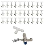 Automatic Rabbit Waterer Drinker 30Sets for Poultry Guinea Pig Ferret Rats Rodent Bunny Watering System(White)