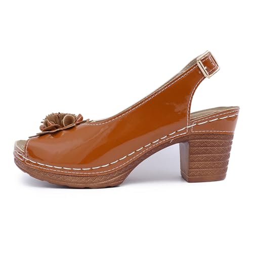 Generisch Mujer Cómodos Zapatos Casuales Puntera Abierta Tacón Cuña Hueco Zapatillas Sandalias, marrón, 43 EU Ancho Generisch Mujer Cómodos Zapatos Casuales Puntera Abierta Tacón Cuña Hueco Zapatillas Sandalias, marrón, 43 EU Ancho