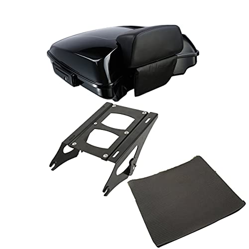 XFMT 5.5\" Razor Tour Pack Trunk W/Backrest 2-Up Mounting Rack For Harley Touring Road Glide Electra Glide 2014-2023