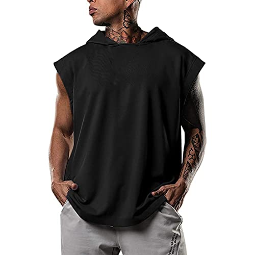 Camiseta deportiva sin mangas para hombre, para el verano, con bolsillos para el móvil, #1-negro, L