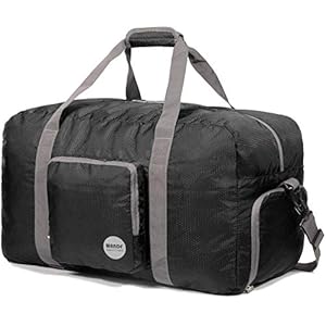WANDF Sac Voyage Souple 60L Sac de Voyage Pliable Super Léger pour Bagages Sport Fitness Nylon Grand Imperméable Sac Homme et Femme(Noir 60L)