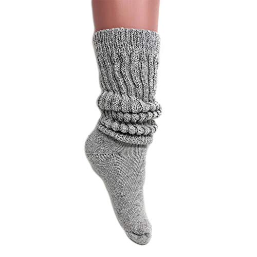 Knee High Sleep Cotton Socks Extra Long and Heavy Socks (Gray, 1)