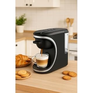 4-in-1 Capsule Coffee Maker Compatible with Nespresso, Dolce Gusto, Pods & Ground Coffee | 19 Bar Espresso Machine, 0.6L Tank, Fast Brew, Compact Design- Black