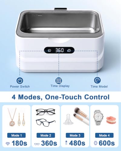 EXTAFIY Ultrasonic Jewelry Cleaner 48KHz Ultra Sonic Cleaning Machine - image 6