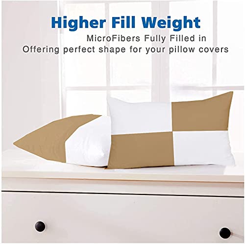 Image of Sleeping Pillow - Micro Fiber Filled Pillow /Takiya Set of 2-16x24 Inch Chacked Taupe
