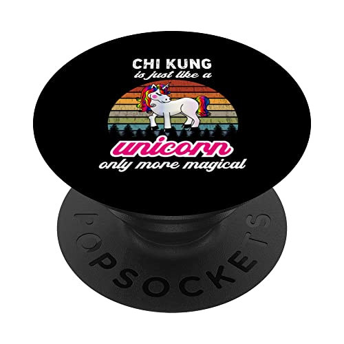 Image of Chi Kung Beginner Funny Unicorn Vintage Sunset Design PopSockets Swappable PopGrip