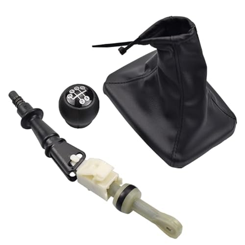 Kakulkomen Car 5 Speed Leather Manual Gear Shift Knob with Boot Cover Lever Stick for Opel Corsa C 2001-2006 (Knob+Cover+Shift Lever)