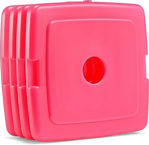 Image of Cool Coolers by Fit & Fresh Slim Ice Packs, Quick Freeze Reusable Ice Packs for Lunch Boxes & Coolers, Long-Lasting, Space Saving Lunch Ice Packs, Dark Pink 4PK