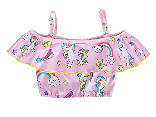 Kantenia Crianças Bebê Raparigas Fora do ombro Unicórnio Swimsuit Duas-peças Ruffle Top Biquíni Roup