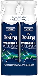 Downy WrinkleGuard Wrinkle Release Fabric Spray, Fresh Scent, 19.4 Total Oz- 2 bottles(pack of 1) - Fabric Refresher, Odor Eliminator & Anti Static