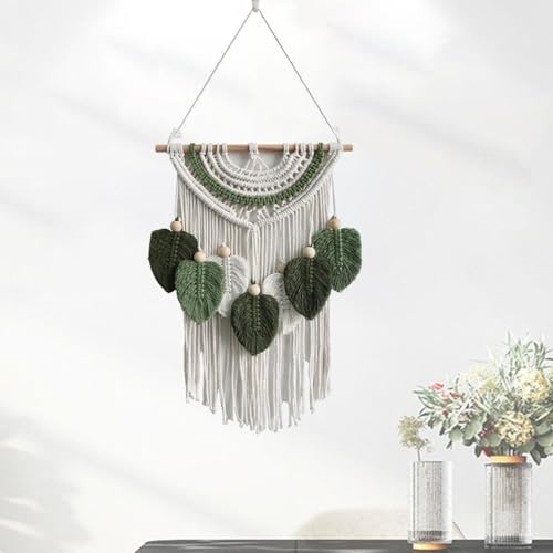 Macramé mural feuille suspendu boho pour déco chambre et mariage chic - 8