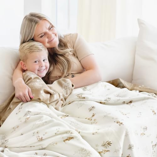 Image of GRSSDER Cotton Muslin Quilt Blanket - Silky Soft and Breathable Kids' Throw Blanket, Oversized Muslin Blankets for Newborns, Toddlers & Kids, 6 Layers Reversible Design for All Seasons, 55 inch x 69 inch