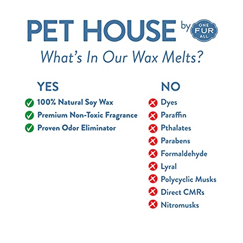 One Fur All 100% Natural Soy Wax Melts in 20+ Fragrances, Pack of 2 by Pet House - Long Lasting Pet Odor Eliminating Wax Melts, Non-Toxic Pet Wax Melts, Made in USA (Vanilla Sandalwood)