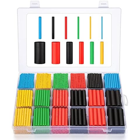 900PCS Heat Shrink Tubing 2:1, Eventronic Electrical Wire Cable Wrap Assortment Electric Insulation Heat Shrink Tube Kit with Box (5 colors/12 Sizes) Cover