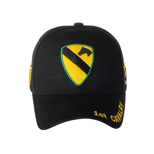 Artisan Owl U.S. Army 1st Cavalry Embroidered Logo Baseball Cap - Adjustable Hook and Loop Closure (Black)
