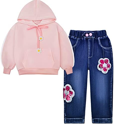 Peacolate 2-8Years Baby Little Girls 2pcs Clothing Set T Shirt and Blue Jeans