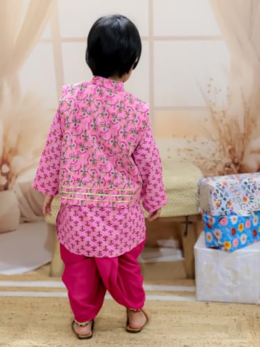 Pure Cotton Printed jacket with Dhoti Kurta for Boys3