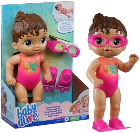 Boneca Baby Alive Sunny Swimmer - Cabelos Castanhos 25 cm - F8141...