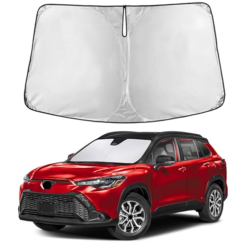 Image of EcoNour Windshield Sunshade Compatible for Toyota Corolla Cross 2022-2024 2025 2026, Sun Visor for Front Windshield & Window Sun Shade Cover, UV Heat Blocker & Protector, Car Accessories
